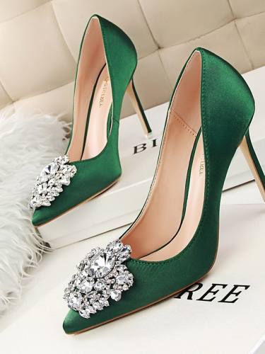 Women'S Heels Stiletto Heel Pointed Toe Casual Daily Walking Shoes Satin Black Red Pink
