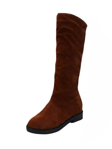 Women'S Boots Flat Heel Round Toe Split Joint Suede Comfort / Combat Boots Walking Shoes Spring Black / / Burgundy