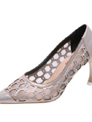 Women'S Sandals Pumps Pointed Toe High Heel Sandals Casual Daily Walking Shoes Mesh Solid Colored Gold
