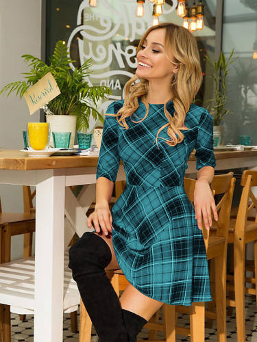 Women'S A Line Dress Short Mini Dress Blue Red Yellow Gray Half Sleeve Geometric Patchwork Print Fall Spring Round Neck Formal Sexy