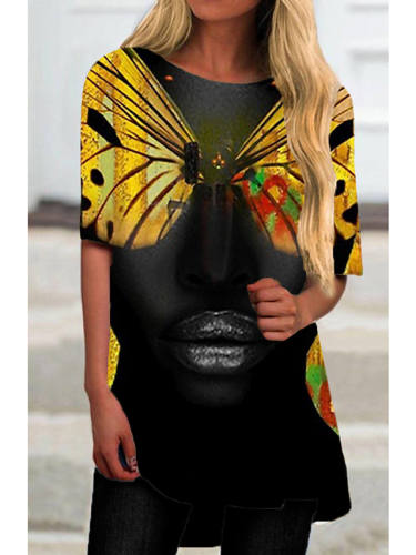 Women'S Shift Dress Short Mini Dress Black Gray Half Sleeve Print Animal Print Fall Spring Round Neck Casual