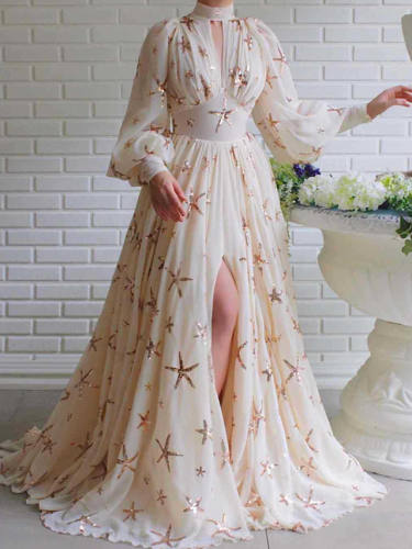 Women'S A Line Dress Maxi Long Dress White Black Blue Red Beige Long Sleeve Print Fall Summer Round Neck Elegant Casual