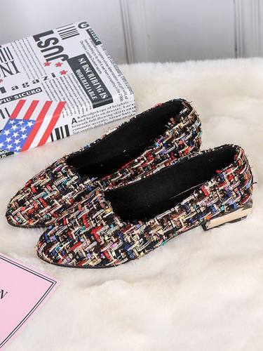 Women'S Shoes Synthetic Fall Comfort Flats Low Heel Round Toe Black / Beige