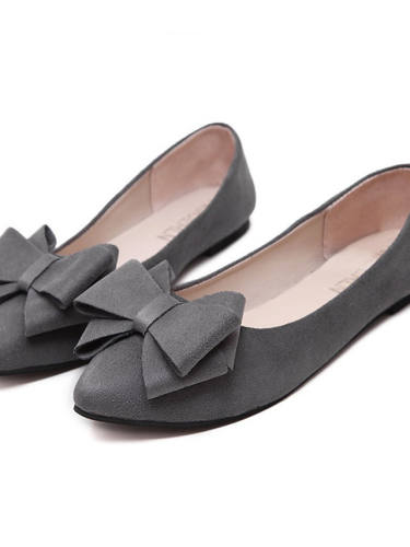 Women'S Flats Flat Heel Pointed Toe Casual Daily Walking Shoes Faux Leather Bowknot Solid Colored Black Burgundy Gray