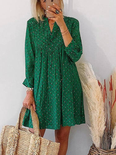 Women'S Shift Dress Knee Length Dress Green Half Sleeve Print Print Summer V Neck Hot Casual Vacation Dresses