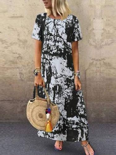 Women'S Shift Dress Maxi Long Dress Black Orange Green Navy Blue Sleeveless Print Round Neck Hot S M L Xl Xxl 3Xl 4Xl 5Xl