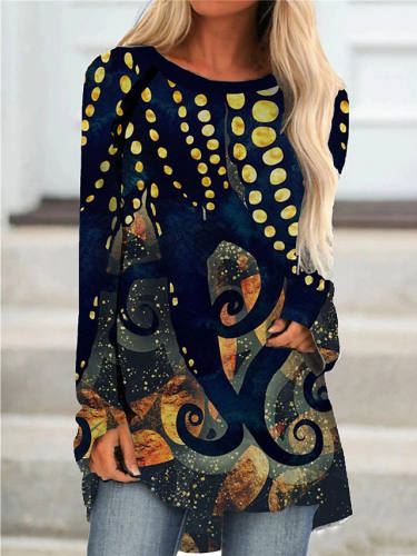 Women'S T Shirt Dress Tee Dress Short Mini Dress Black Long Sleeve Print Color Block Animal Print Fall Spring Round Neck Casual