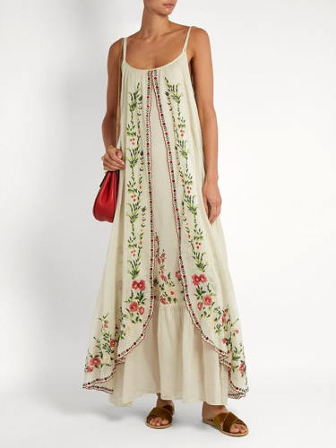 Women'S Strap Dress Maxi Long Dress Blushing Pink Beige Light Blue Sleeveless Print Print Summer Square Neck Casual