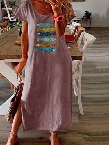Women'S Shift Dress Midi Dress Blushing Pink Green Navy Blue Short Sleeve Animal Summer V Neck Work Hot