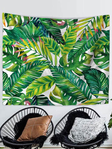 3D Green Leaves Tapestry Tropical Plant Wall Hanging Farmhouse Home Decor Tablecloth Bedspread