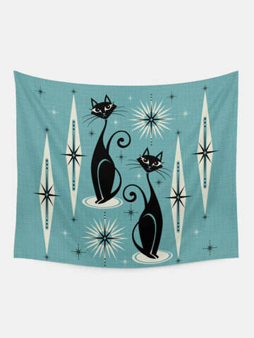 Cartoon Black Cat Pattern Tapestry Art Home Decoration Living Room Bedroom Decoration
