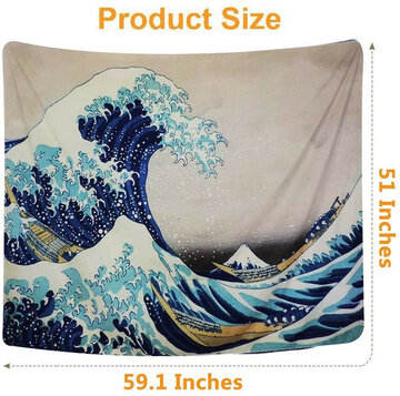 Tapestry Wall Hanging Big Wave Kanagawa Tapestry Art Natural Home Decoration Living Room Bedroom Dormitory Decoration