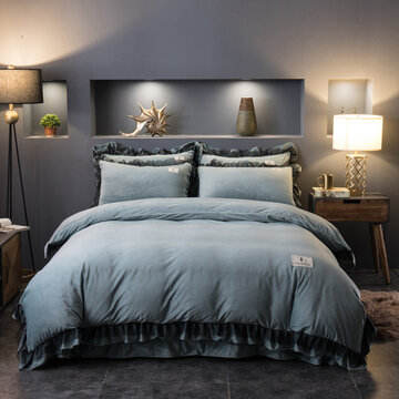 4Pcs Korean Velvet Lace Winter Milk Velvet Thick Crystal Velvet Warm Bedding