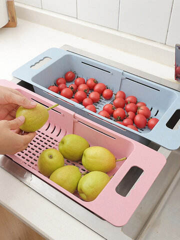 Extensible Sink Colander Tableware Vegetable Washing Basket Draining Rack Kitchen Tools