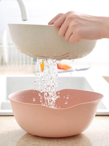 Double Layers Drain Basket Vegetables Fruit Strainer Kitchen Multifunctional Tray Storage Basket