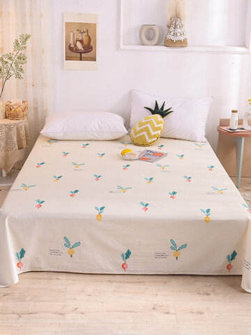 Small Fresh Pure Cotton Print Sheets Bedding Bedroom Cartoons Pineapple Single Double Sheets