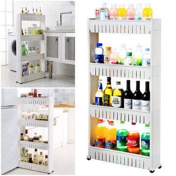 3/4 Tier Rolling Kitchen Trolley Storage Organizer Storage Tower Spice Rack Slide Out Storage Laundry room Living room Bathroom Bedroom