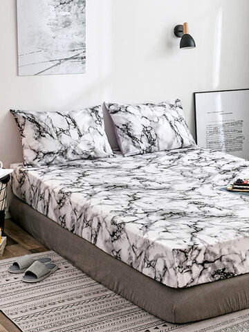 Soft Lightweight Microfiber Marble Printed Bedding Sheet Black Grey And White Abstract Comforter Cover With Zipper