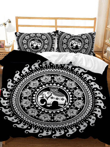 2/3 Pcs Bohemian National Style Elephant Pattern Comfy Bedding Set Duvet Cover Pillowcase