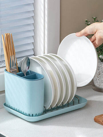 Houlsehold Plastic Dish Drying Rack Bowls Plates Storage Holder Dishes Drainer Tableware Cutlery Holder Kitchen Organizer Rack