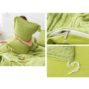 4Pcs Thicken AB Sided Knitting Fleece Bedding Set Winter Soft Duvet Cover Sheet Pillowcase King Size