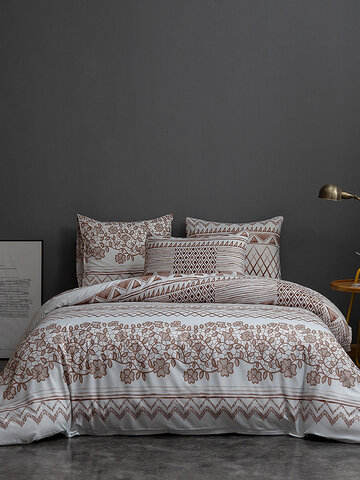 2/3 Pcs Floral Overlay Print Comfy Bedding Set Duvet Cover Pillowcase Twin King