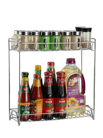Stainless Steel Kitchen Racks Spice Rack Seasoning Kitchen Condiment Bottle Rack Shelf Storage Rack