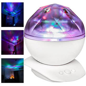 DecBest 8 Modes Diamond Aurora Projector USB Powered Music Player LED Night Light Bedside Lamp