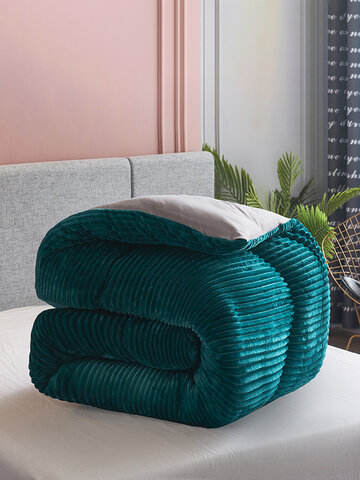 1Pc Double-sided Green Quilt Coral Fleece Bedding Winter Thick Crystal Plus Velvet Quilt