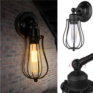 Vintage Industrial Metal Cage Wall Lamp Steel Wire Iron Wall Sconce Retro Light Porch Cafe Home Deoc