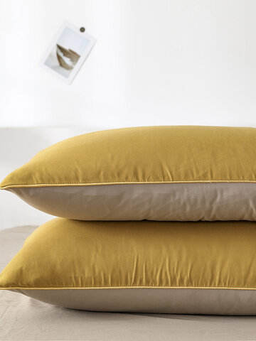 2/3Pcs Yellow AB Sided Plain Color Comfy Bedding Duvet Cover Set Pillowcase Adults Bed Duvet Set Twin King