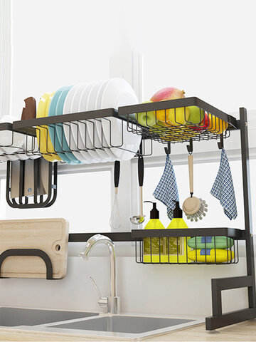 95cm/37inch Over The Sink Dish Drying Rack Shelf Stainless Steel Kitchen Cutlery Holder