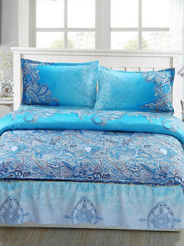 Blue Print Style Queen Size Galaxy Bedding Quilt Doona Duvet Cover Set With 2 Body Pillow Case