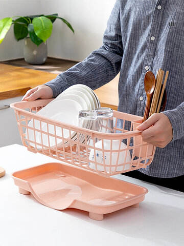 Kitchen Organizer Basket Dish Bowls Drying Rack Sink Tableware Tray Holder Cook Table Cabinet Storage Rack Vegetable Drainage