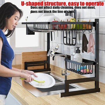 95cm/37inch Over The Sink Dish Drying Rack Shelf Stainless Steel Kitchen Cutlery Holder