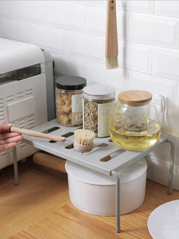 Multifunction Retractable Shelf Kitchen Iron Storage Rack For Cabinets Tableware Countertops