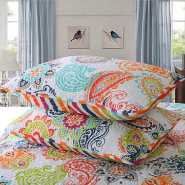 3Pcs Pastoral Style Cotton Bedding Set Quilted Coverlet BedSpread Patchwork King Size