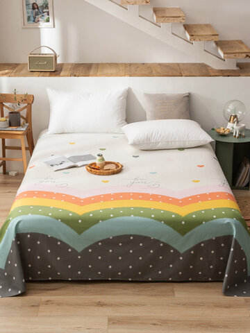 Small Fresh Pure Cotton Print Sheets Bedroom Bedding Cartoon Rainbow Single Sheets