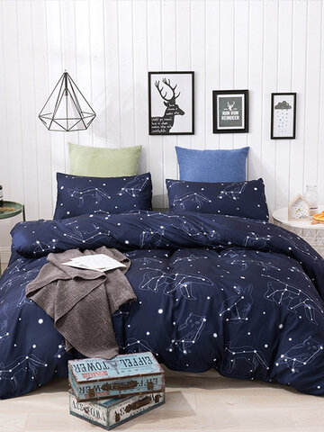 3-Piece Duvet Cover 100% Washed Cotton Duvet Cover Stars Rose Ultra Soft and Easy Care Simple Style Bedding Set