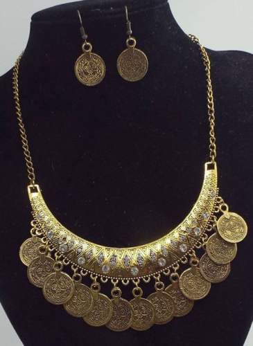Round Gemstone Necklace Earring Jewelry Sets