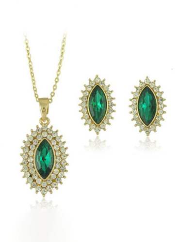 Water Drop Gemstone Necklace Earring Jewelry Sets