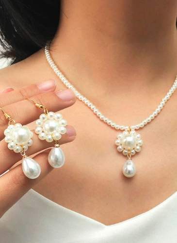 Ball Pearls Necklace Earring Jewelry Sets