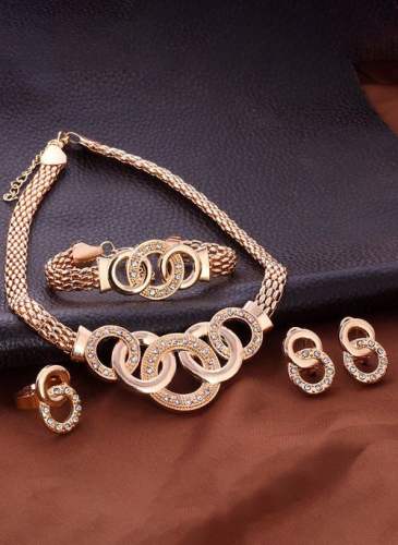 Round No Stone Necklace Earring Jewelry Sets