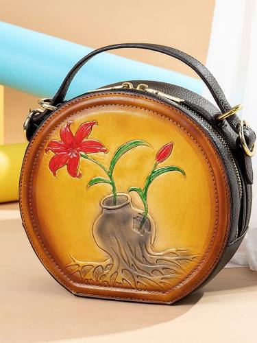 Westal Women'S Handbags New Messenger One-Shoulder Women'S Bag First Layer Cowhide Rubbed Color Handbag Trend