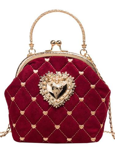 Women'S Bags Pu Leather Top Handle Bag Chain Outdoor Handbags Black Red