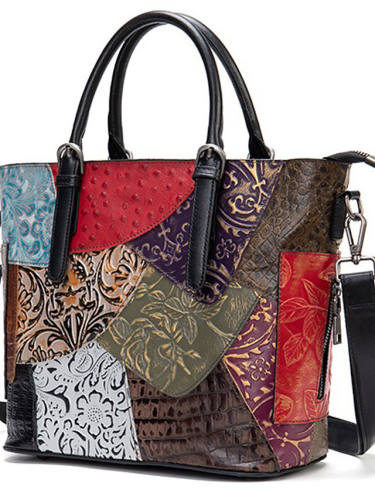 Marunte Leather Handbags New First Layer Leather Handbags Messenger Shoulder Bag Cowhide Stitching Messenger Bag