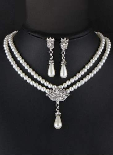 Water Drop Pearls Necklace Earring Jewelry Sets