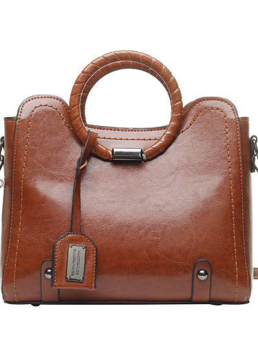 Women'S Bags Pu Leather Satchel Top Handle Bag Zipper Date Office & Career Handbags Wine Black Brown Gray