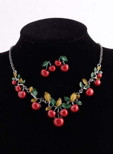 Floral No Stone Necklace Earring Jewelry Sets