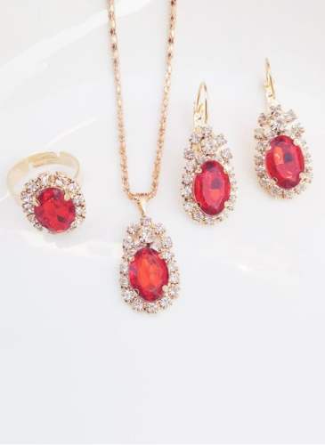 Gemstone Necklace Earring Ring Jewelry Sets